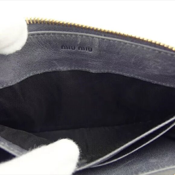 miu miu long wallet Materasse Gray Gray Leather Authentic USED - Picture 7 of 10